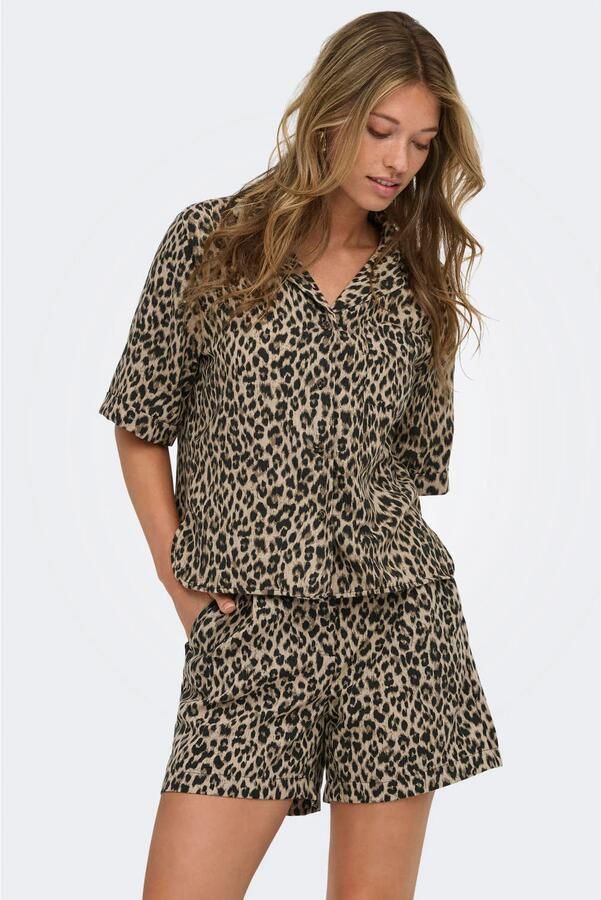 ONLY blouse met panterprint bruin
