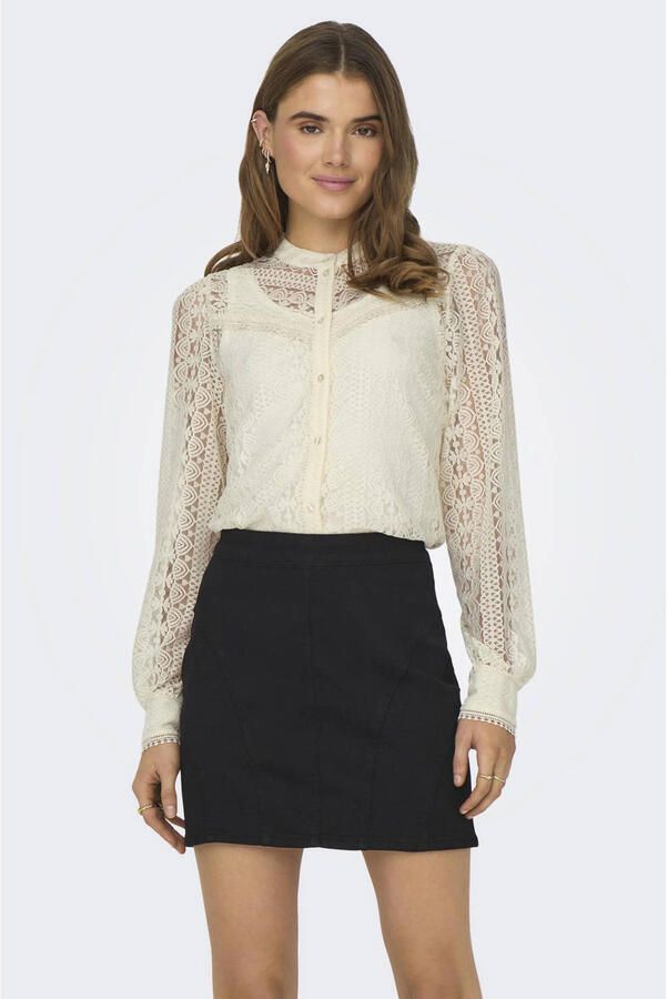 Only Regular fit blouse van transparant kant model 'REBA'