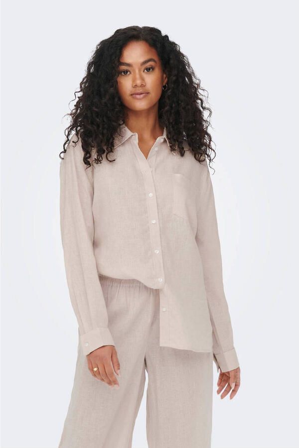 Only Blouse van een mix van linnen en viscose met borstzak model 'TOKYO' - Foto 2