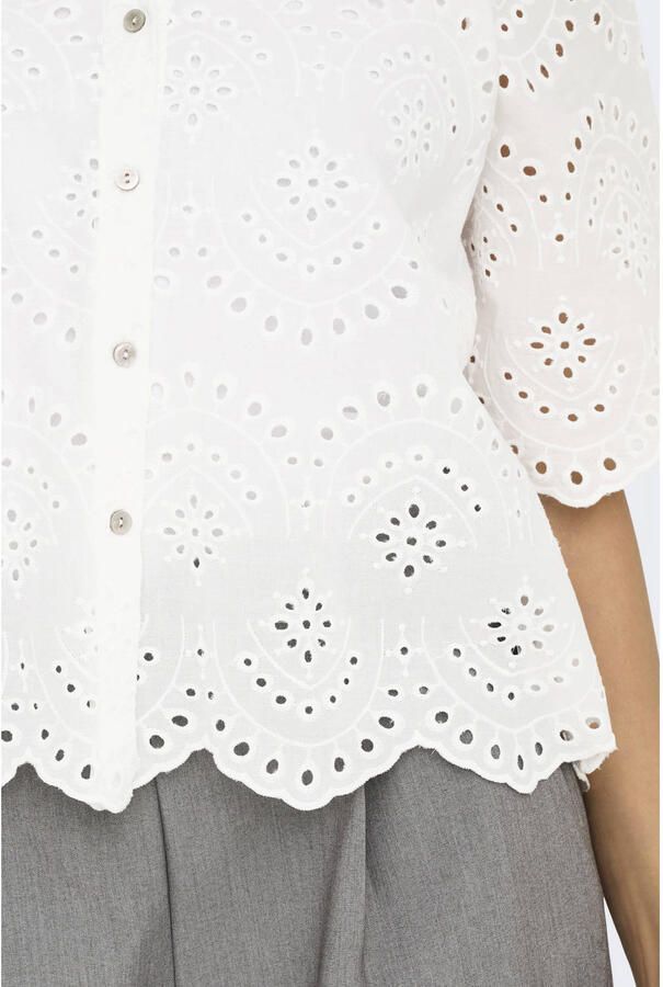 Only Regular fit overhemdblouse met broderie anglaise model 'VALAIS' - Foto 3