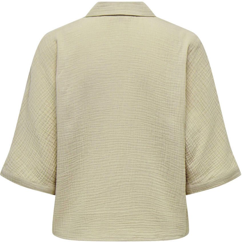 Only Boxy fit blouse met korte mouwen van zuiver katoen model 'THYRA'