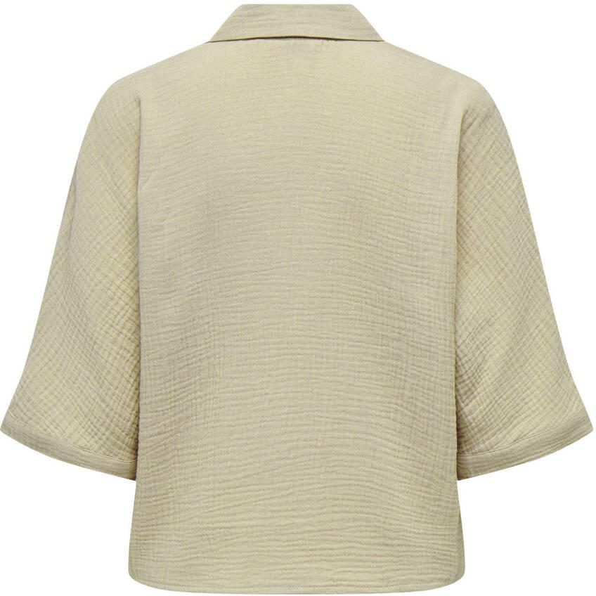 Only Boxy fit blouse met korte mouwen van zuiver katoen model 'THYRA' - Foto 2