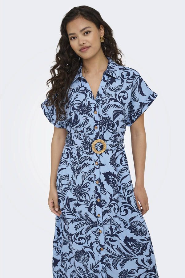 Only Jurk met overhemdkraag ONLJAKIRI LINEN SS MIDI SHIRT DRESS WVN - Foto 2