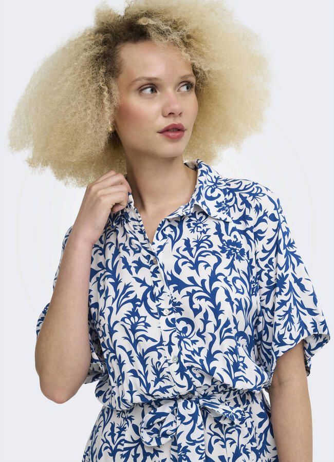ONLY blousejurk met ceintuur en print meerkleurig