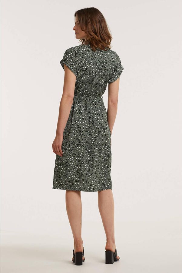 ONLY blousejurk met ceintuur ONLHANNOVER groen zwart gebroken wit - Foto 2