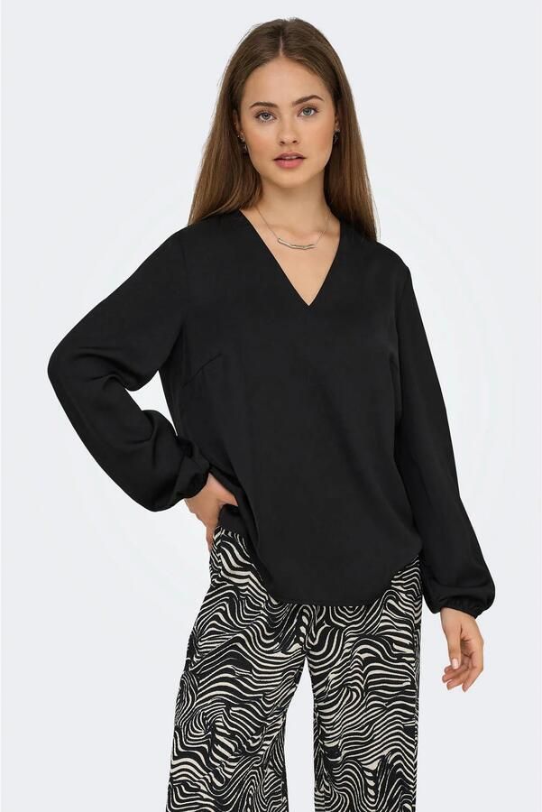 Only Shirt met lange mouwen ONLLUCY LIFE LS V-NECK TOP WVN