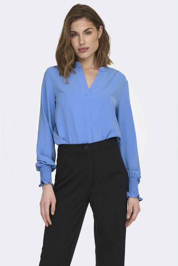 Only V-Hals Smock Top Blue Dames