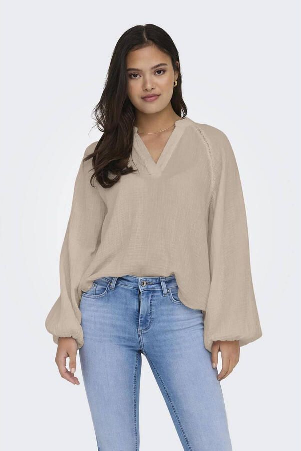 Only V-Neck Life Top in Oxford Tan Beige Dames - Foto 2