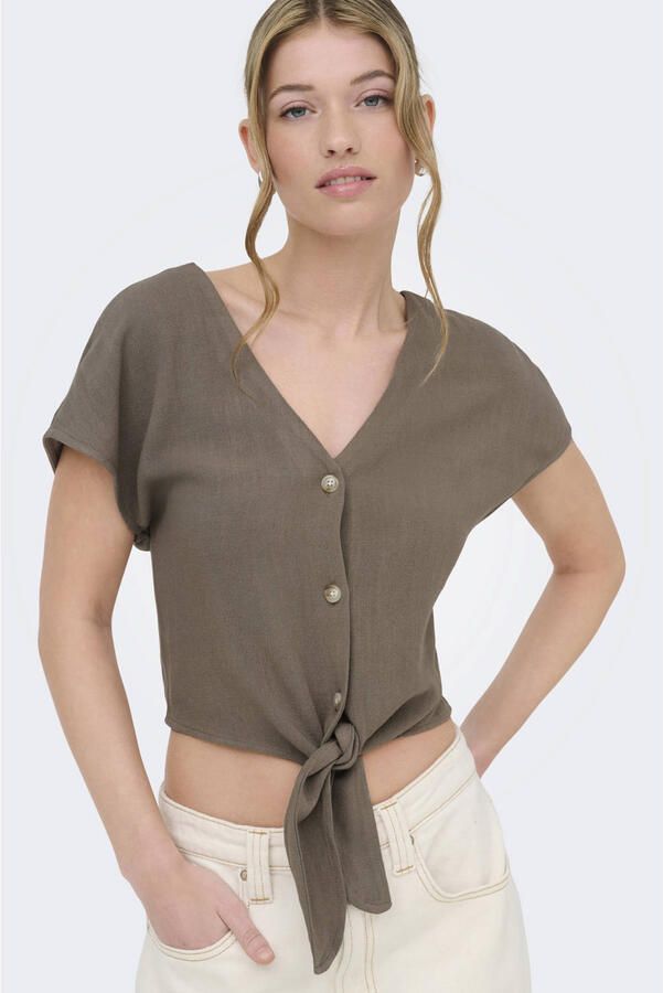 Only regular fit blousetop van mix van viscose en linnen model 'SIESTA'