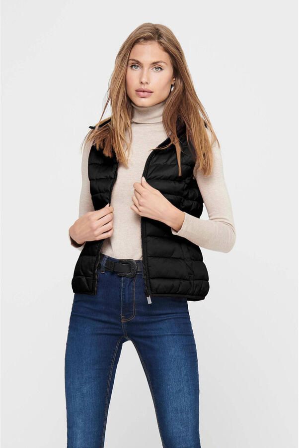 Only Tahoe Hooded Waistcoat Lente Zomer Collectie Black Dames