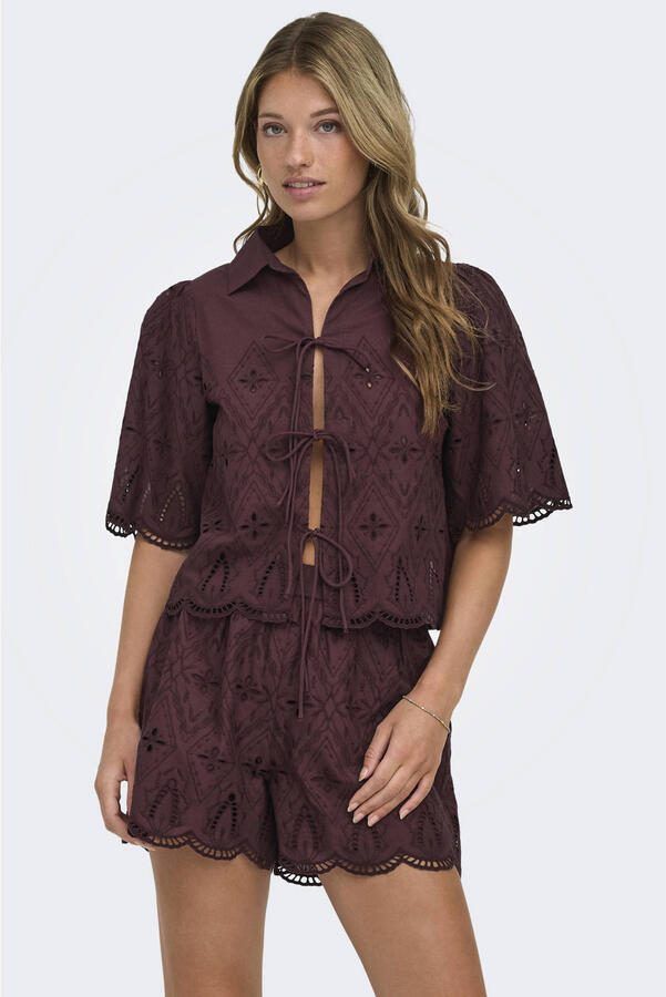ONLY broderie top bruin