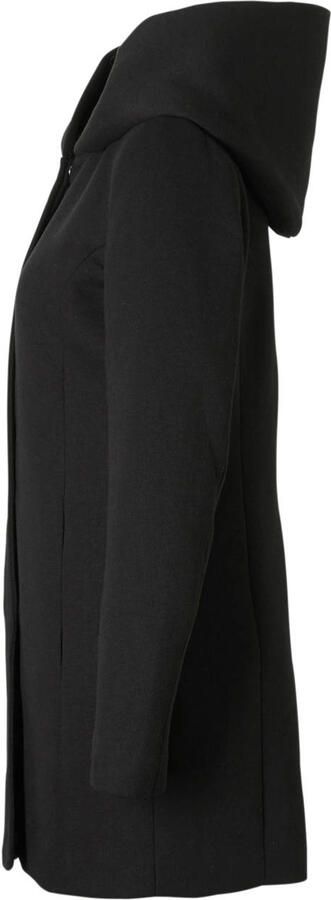 Only Zwarte gedrapeerde jas met capuchon en verborgen sluiting Zwart Dames - Foto 4