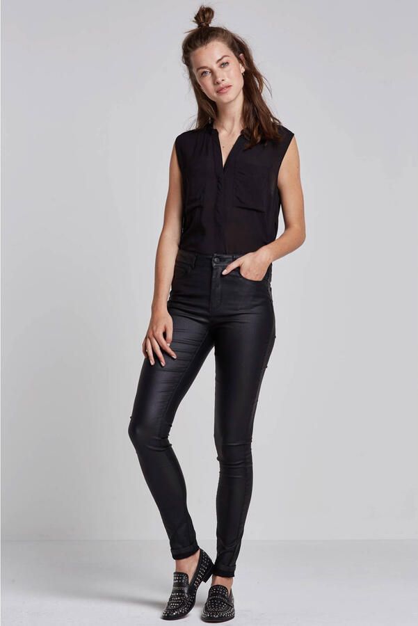 Only Imitatieleren broek ONLANNE K MID WAIST COATED PNT NOOS - Foto 2