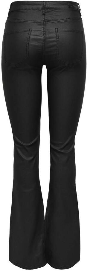 Only Imitatieleren broek ONLBLUSH MID WAIST FLARED COATED NOOS