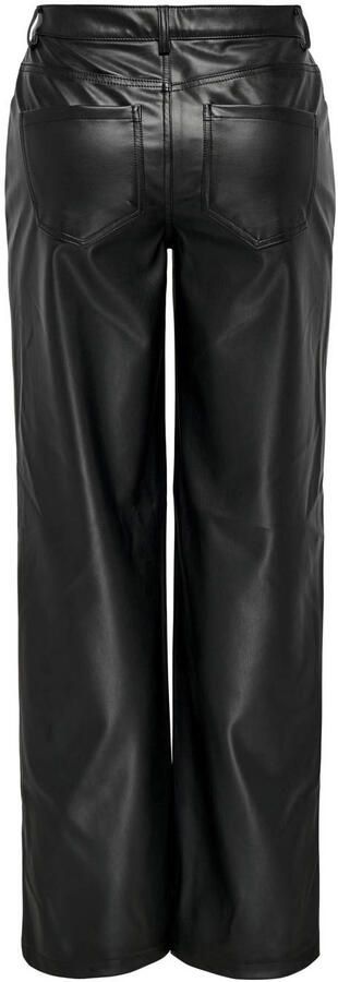ONLY coated high waist straight fit broek ONLKIRI zwart - Foto 3