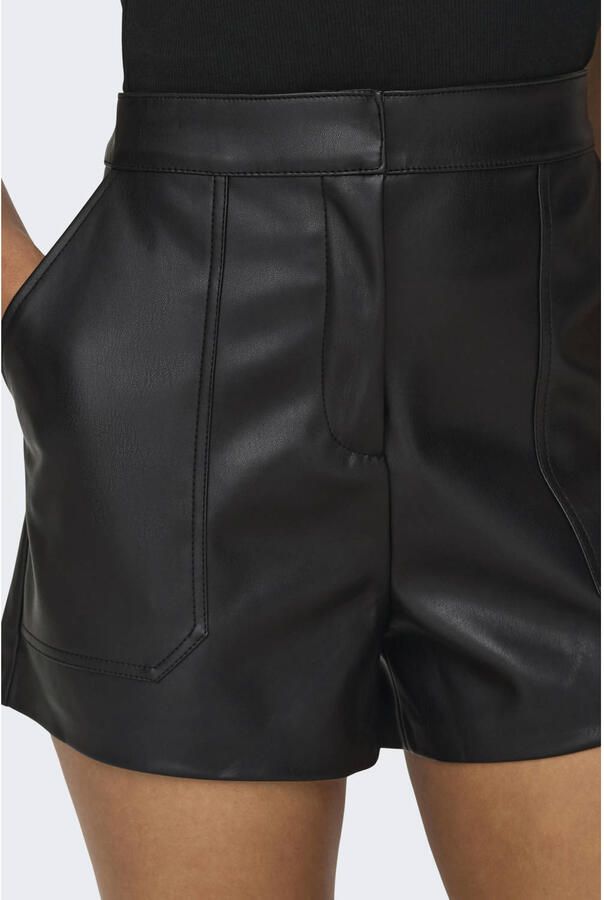 Only Regular fit korte broek van imitatieleer met opgestikte zakken model 'TRICIA' - Foto 2