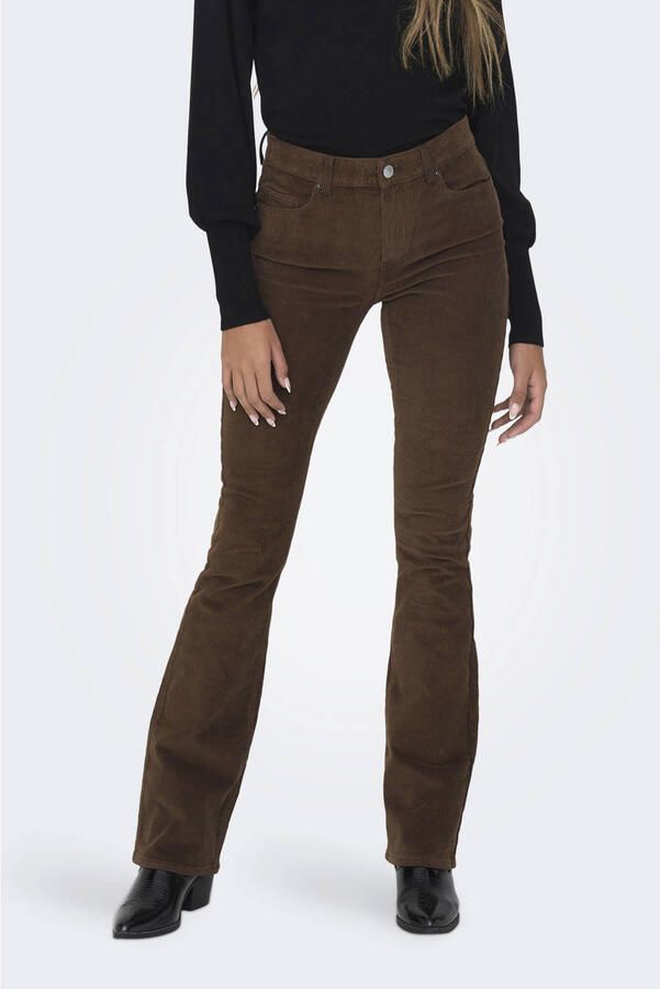 ONLY corduroy flared regular waist flared broek donkerbruin - Foto 2