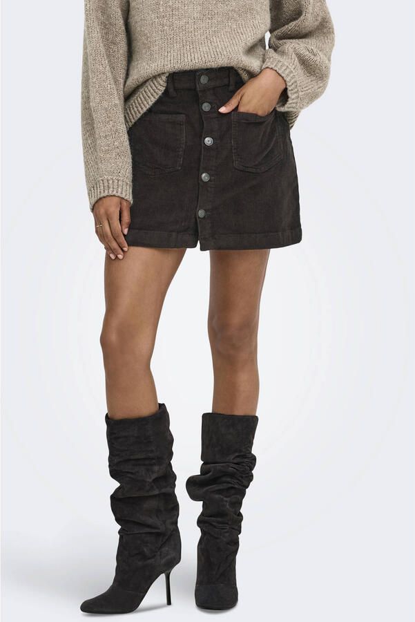 ONLY corduroy mini rok donkerbruin
