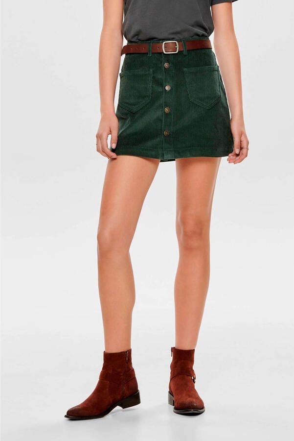 Only Corduroy rok in A-lijn met doorknoopsluiting model 'AMAZING' - Foto 2