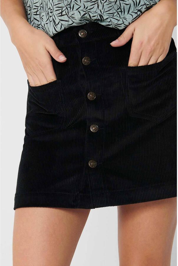 Only Corduroy rok in A-lijn met doorknoopsluiting model 'AMAZING'