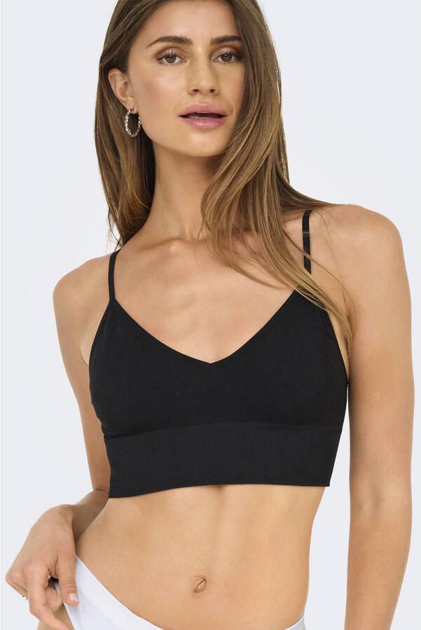 Only Bustier ONLVICKY RIB S-L V-NECK 3-PACK TOP NOOS figuuraccentuerend modieus materiaalmix jersey spaghettibandjes (set 3-delig)