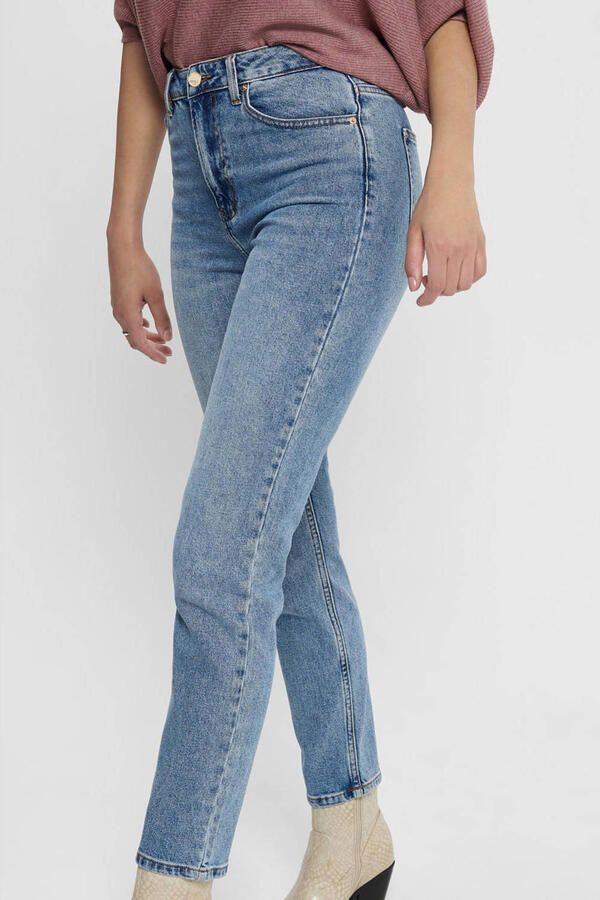 ONLY cropped high waist straight fit jeans ONLEMILY denim medium blue regular - Foto 3