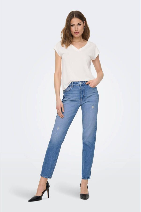 Only Straight fit jeans van katoen met hoge taille model 'EMELY'