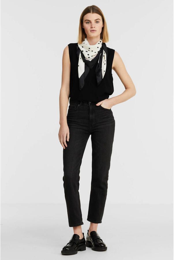 ONLY cropped high waist straight leg jeans ONLEMILY black denim regular