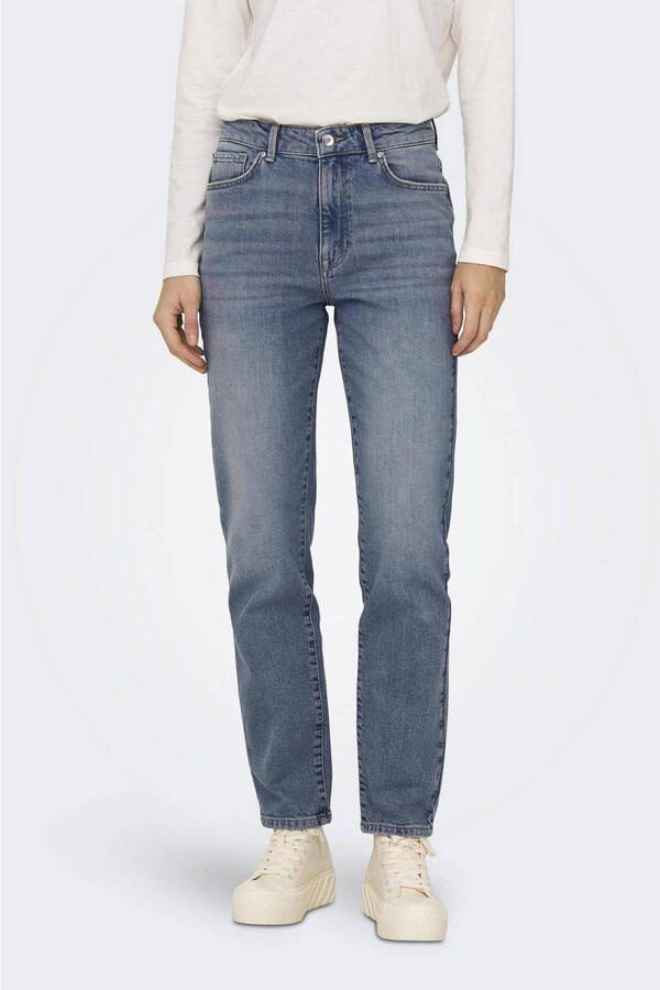 ONLY cropped high waist straight leg jeans ONLEMILY medium blue denim - Foto 2