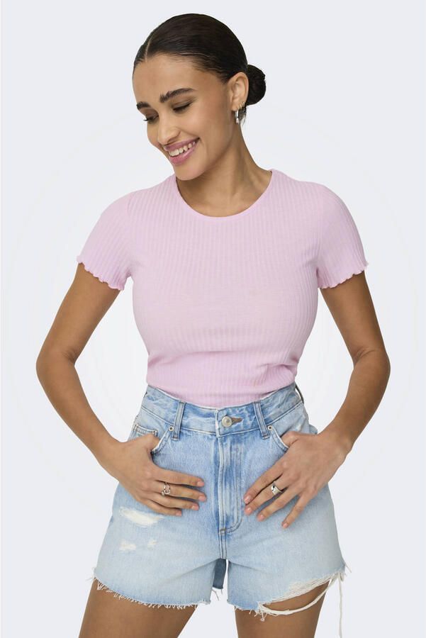 Only Shirt met ronde hals ONLEMMA – Shirt met korte mouwen en golvende zoom