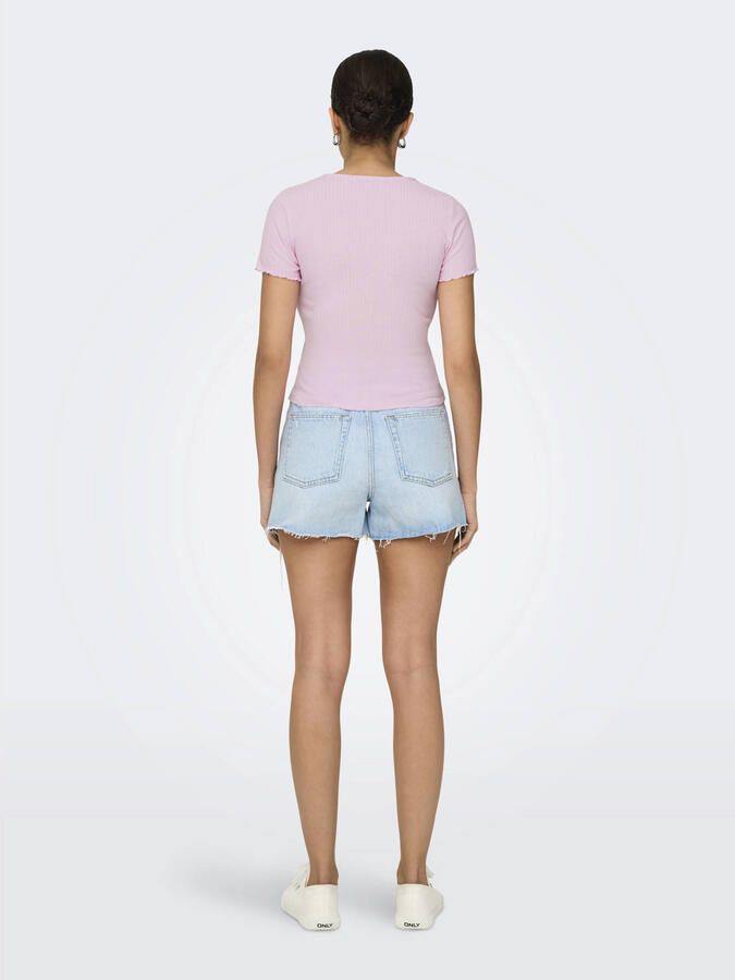 Only Shirt met ronde hals ONLEMMA – Shirt met korte mouwen en golvende zoom - Foto 3