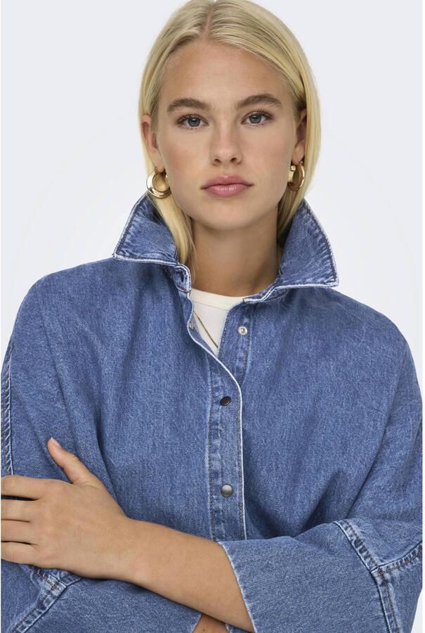 Only Loose fit jeansblouse van katoen met drukknoopsluiting model 'GRACE'