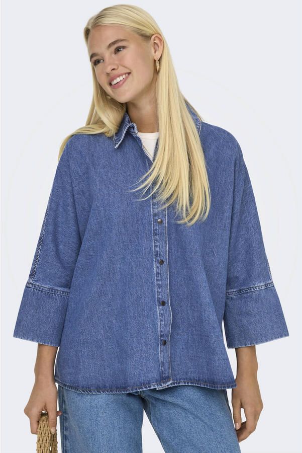 Only Loose fit jeansblouse van katoen met drukknoopsluiting model 'GRACE' - Foto 2