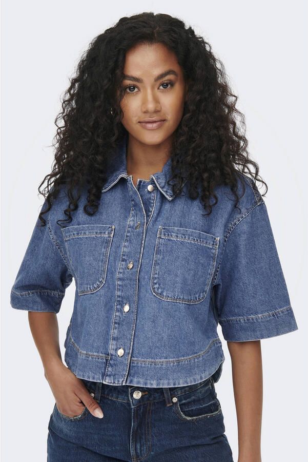 ONLY denim blouse medium blue denim - Foto 3