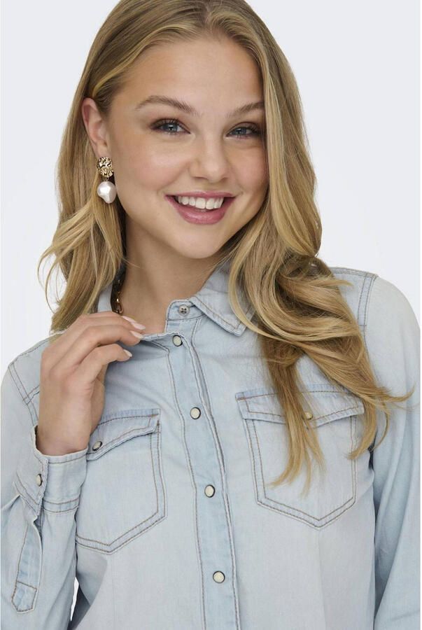 Only Shaped fit jeansblouse met contrastnaden model 'ALEXA'