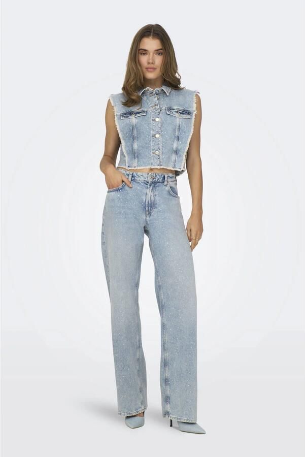 Only Rhinesto Vest: Lichtblauwe Denim Jeans Blue Dames - Foto 3
