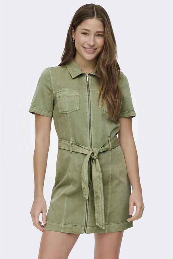 ONLY denim mini jurk groen