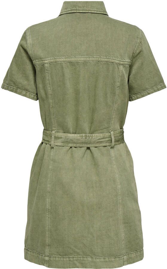 ONLY denim mini jurk groen - Foto 3