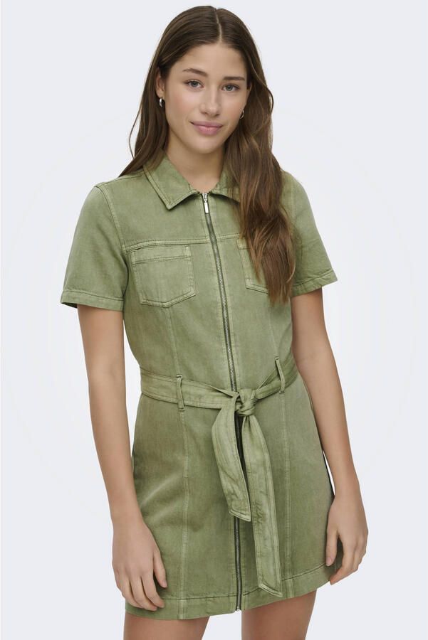 ONLY denim mini jurk groen - Foto 2