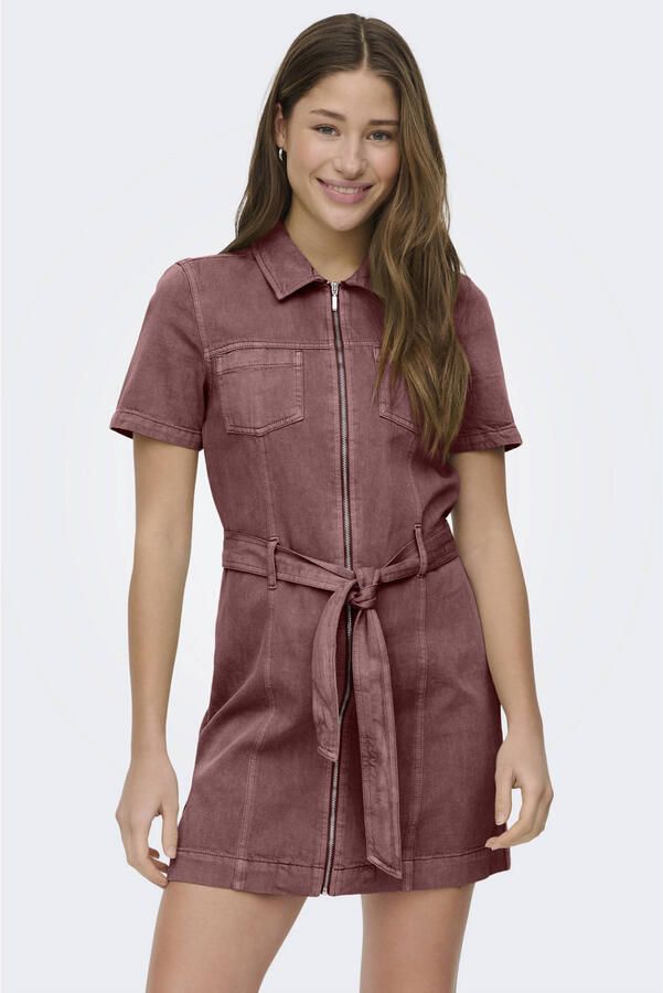 ONLY denim mini jurk rood
