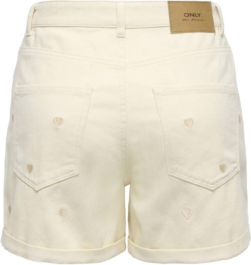 ONLY denim regular waist short met hartjes lichtgeel - Foto 2