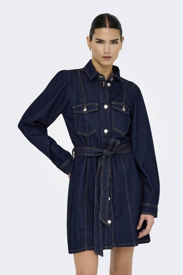 ONLY denim spijkerjurk dark blue denim