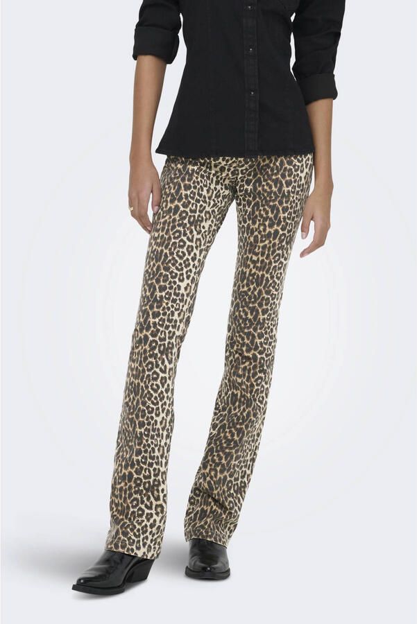 ONLY flared jeans met panterprint bruin