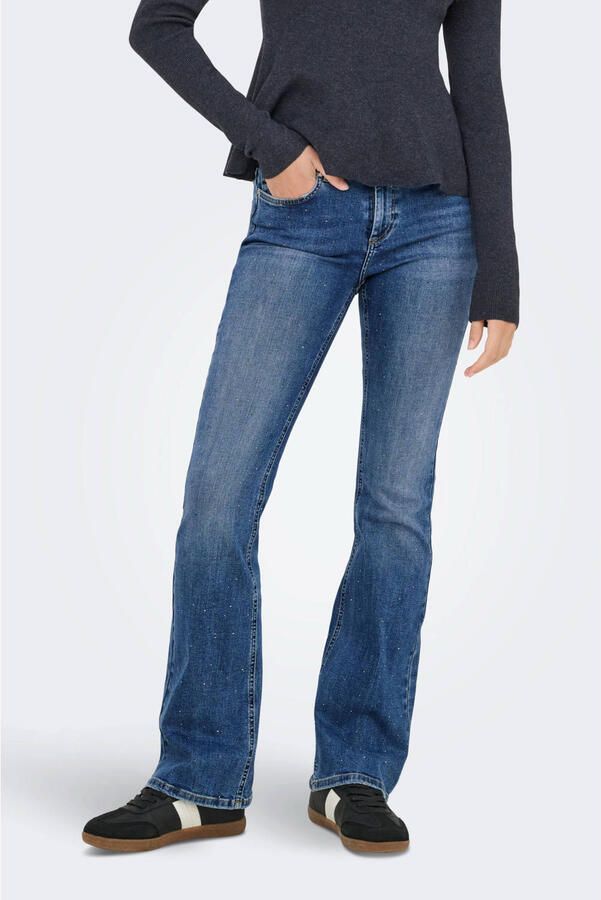 ONLY flared jeans met strass steentjes medium blue denim - Foto 2