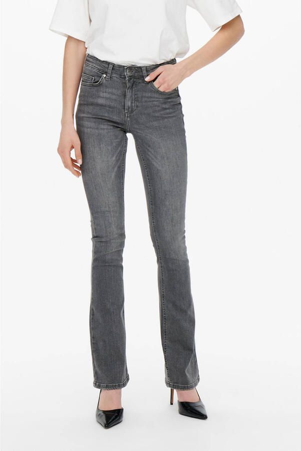 Only Grijze effen damesjeans met ritssluiting en knoopsluiting Gray Dames