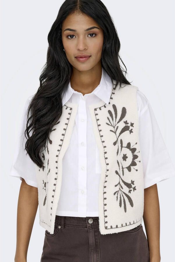 ONLY gebloemde gilet ecru