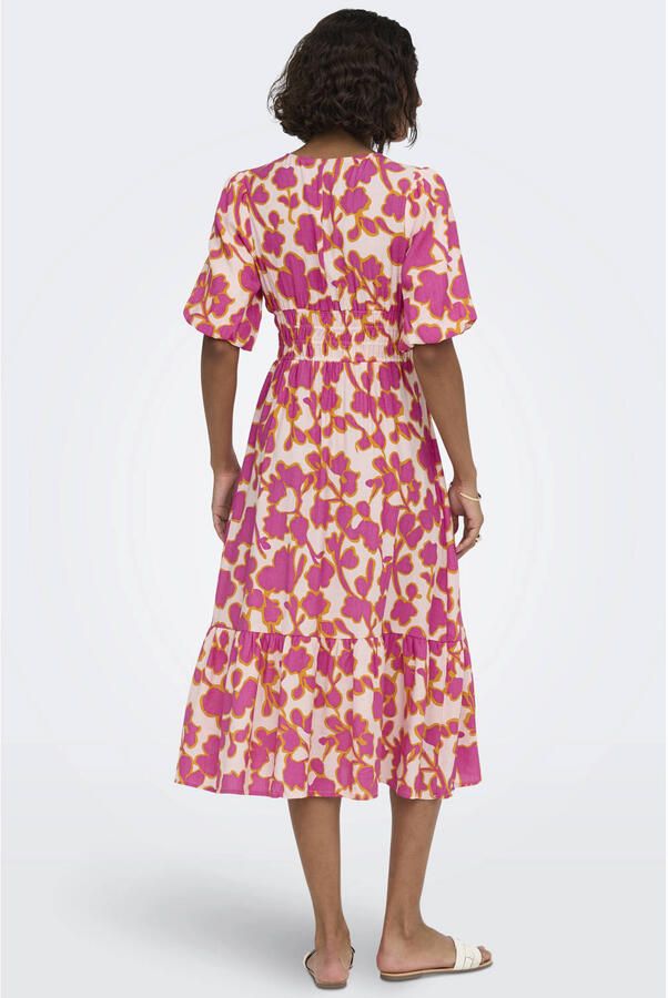 ONLY gebloemde midi jurk roze - Foto 2
