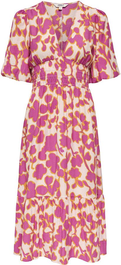 ONLY gebloemde midi jurk roze - Foto 2