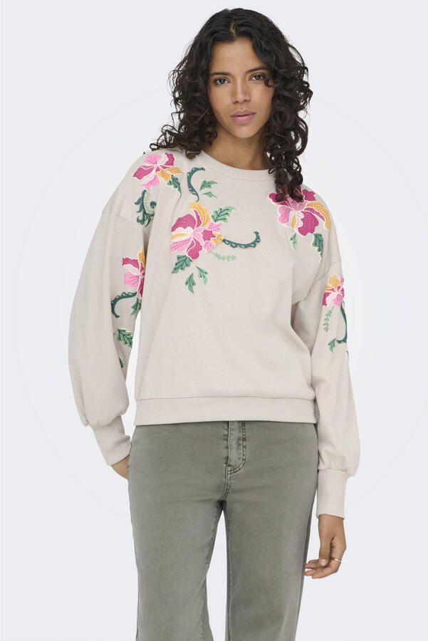 ONLY gebloemde sweater beige