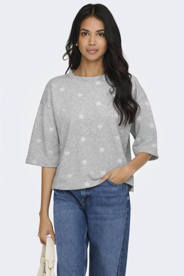 ONLY gebloemde sweater grijs